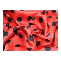 Spotty Printed Satin Dress Fabric Red & Black