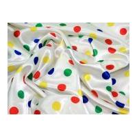 Spotty Printed Satin Dress Fabric White & Multicoloured