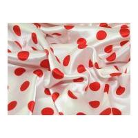 spotty printed satin dress fabric white red