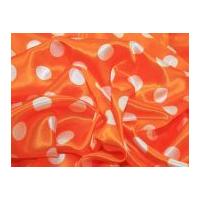 Spotty Printed Satin Dress Fabric Orange/White