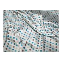 Spotty Stretch Cotton Dress Fabric Ivory/Turquoise/Brown