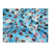 Spotty Print Semi Sheer Dress Fabric Turquoise