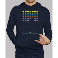 space invaders hooded sweater navy blue