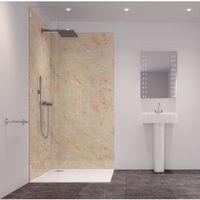 splashwall tuscan cream 2 sided shower panelling kit l2420mm w1200mm t ...