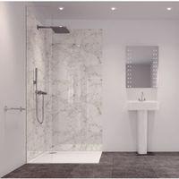 Splashwall Tuscan White 2 Sided Shower Panelling Kit (L)2420mm (W)1200mm (T)11mm