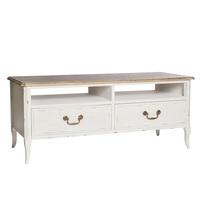 Spencer Wooden TV Stand In White With 2 Drawers