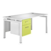 Spectrum White Bench Single Pedestal Desk 1600mm Blue