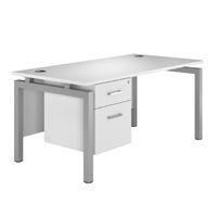 spectrum silver bench single pedestal desk 1200mm blue