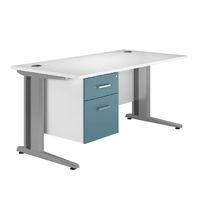 spectrum deluxe single pedestal desk 1600mm white