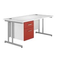 spectrum cantilever single pedestal desk 1600mm red