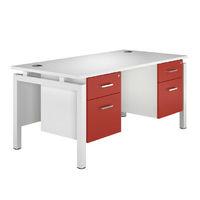 Spectrum White Bench Double Pedestal Desk White