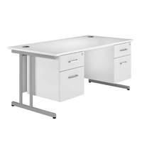 Spectrum Cantilever Double Pedestal Desk Blue