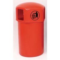 SPACEBIN HOODED RED PLASTIC LITTER BIN WITH GALVANISED LINER AND TIDYMAN LOGO, 145 LITRES CAPACITY