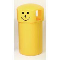 SPACEBIN HOODED YELLOW PLASTIC LITTER BIN WITH GALVANISED LINER AND SMILEY FACE LOGO, 145 LITRES CAPACITY