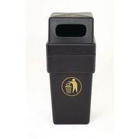 SPACESAVER2 HOODED RECYCLED BLACK PLASTIC LITTER BIN 114 LITRES CAPACITY WITH GOLD TIDYMAN N