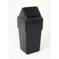 SPACESAVER1 HOODED RECYCLED BLACK PLASTIC LITTER BIN WITH SWING LID 114 LITRES CAPACITY WITH