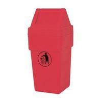 SPACESAVER1 HOODED RED PLASTIC LITTER BIN WITH SWING LID 114 LITRES CAPACITY WITH BLACK TIDY