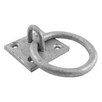 Spelter Galvanised Ring on Plate 50x50mm