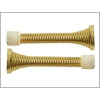 spring door stop brass finish 80mm pack of 2