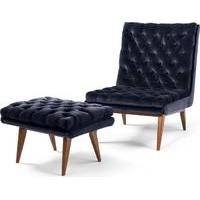 Spectre Armchair with Footstool, Navy Cotton Velvet