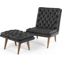 spectre armchair with footstool black premium leather