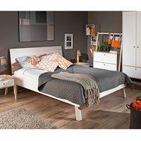SPOT DOUBLE BED in White and Acacia - SuperKing
