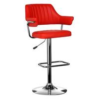 Splend Bar Chair In Red Leather Effect With Chrome Base