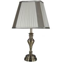 Springfield Antique Brass Table Lamp with 14 Inch Square Ivory and Silver Shade
