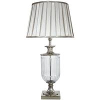 Springfield Clear Glass Table Lamp with Ivory and Silver Shade