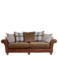 Spurling 4 Seater Pillow Back Sofa, Tan and Mink