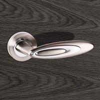 SPM-222-SN/CP Senza Pari Elisse Lever on Rose - Satin Nickel - Polished Chrome