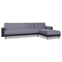 Spencer Fabric and Faux Leather Corner Chaise Sofa Bed Grey