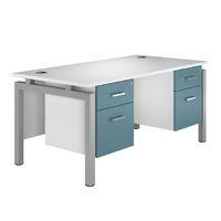 Spectrum Silver Bench Double Pedestal Desk Blue