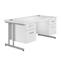 Spectrum Cantilever Double Pedestal Desk White