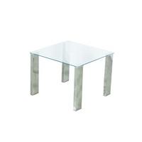 Splash Lamp Table Square In Clear Glass With Chrome Legs