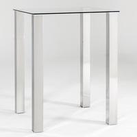 Splash Modern Bar Table Square In Clear Glass With Chrome Legs