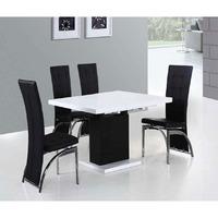 Space Extending Dining Table In High Gloss With 4 Ravenna Chairs
