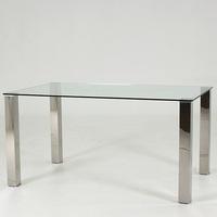 Splash Dining Table Rectangular In Clear Glass With Chrome Legs