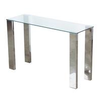 Splash Console Table Rectangular In Clear Glass With Chrome Legs