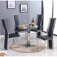 Spectra Clear Glass Dining Table With 4 Collete Black Chairs