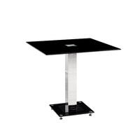 Spectra Dining Table Square In Black Glass With Chrome Base