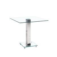 Spectra Glass Dining Table Square In Clear With Chrome Base