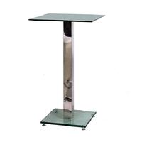 Spice Bar Table Square In Clear Glass With Chrome Pole