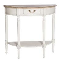 Spencer Wooden Half Moon Console Table In White