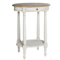 Spencer Wooden Side Table Oval In White With 1 Drawer