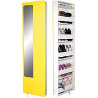 Spin Rotating Yellow Shoe Storage With Mirror