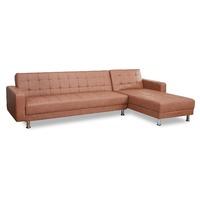 Spencer Leather Corner Sofa Bed Vintage Brown