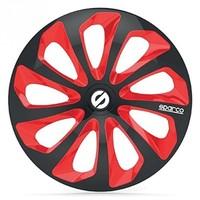 SPARCO SPC1673BKRD Wheel Covers, 16-inch, Sicilia Black/ Red, Pack of 4