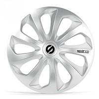 SPARCO SPC1670SV Wheel Covers, 16-inch, Sicilia Silver, Pack of 4