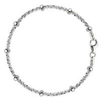 Sparkle Saturn Style Chain Anklet In Sterling Silver